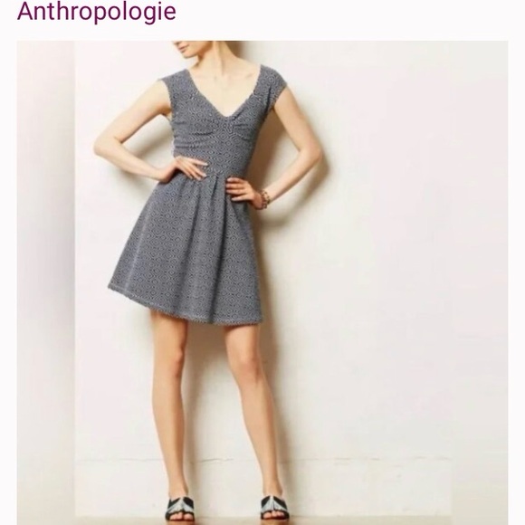 Anthropologie Dresses & Skirts - Anthropologie Geometric Dress in Navy and White